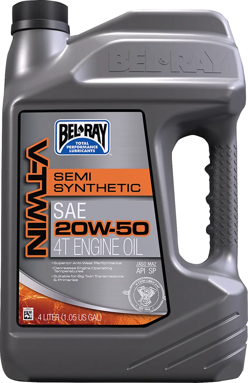 Bel-Ray V-Twin 20W-50 Semi-Synthetic Engine Oil for Harley-Davidson 4L