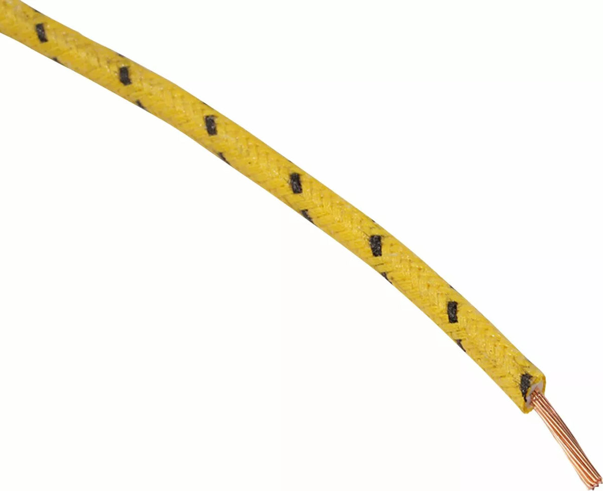 Cable De Conexión 16 Trenzado De Tela De 25' Amarillo Con Trazador Negro Para Harley Davidson