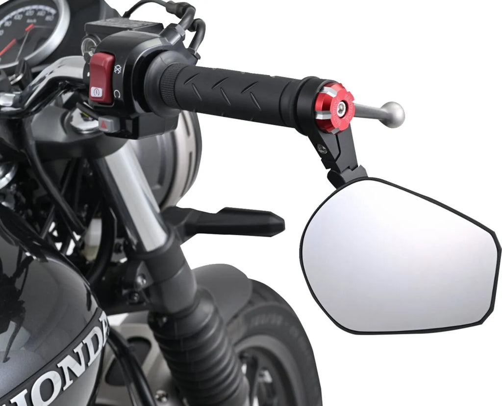 "W" red motorcycle handlebar end cap