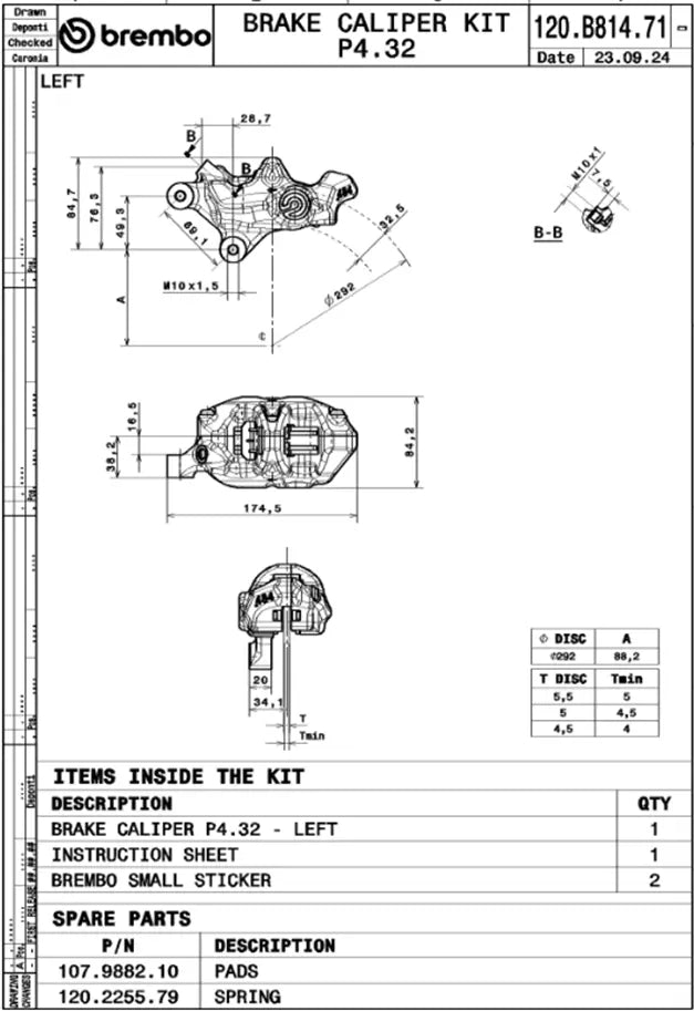 Front brake caliper 484 for Harley Davidson