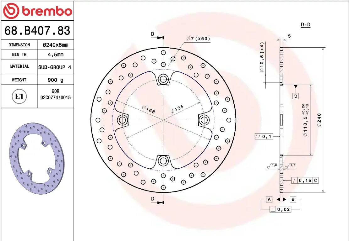 Disco de freno fijo trasero para Honda