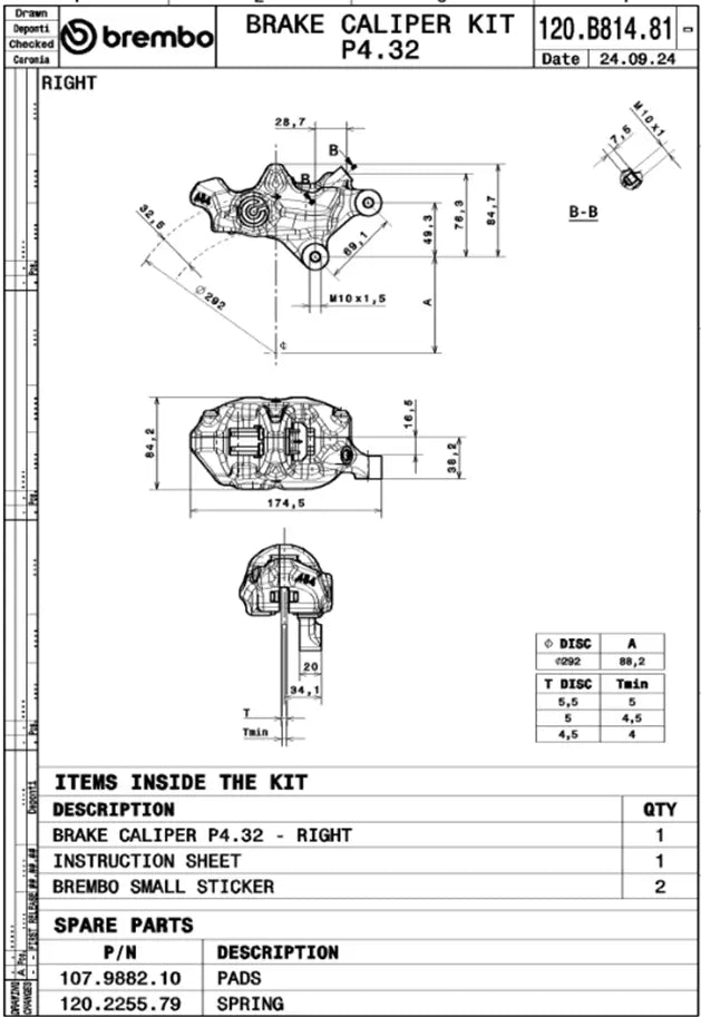 Front brake caliper 484 for Harley Davidson