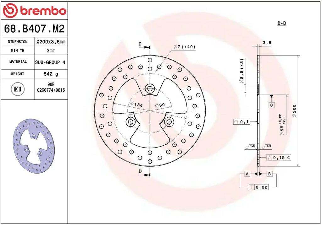 Fixed Gold Series brake disc for Peugeot