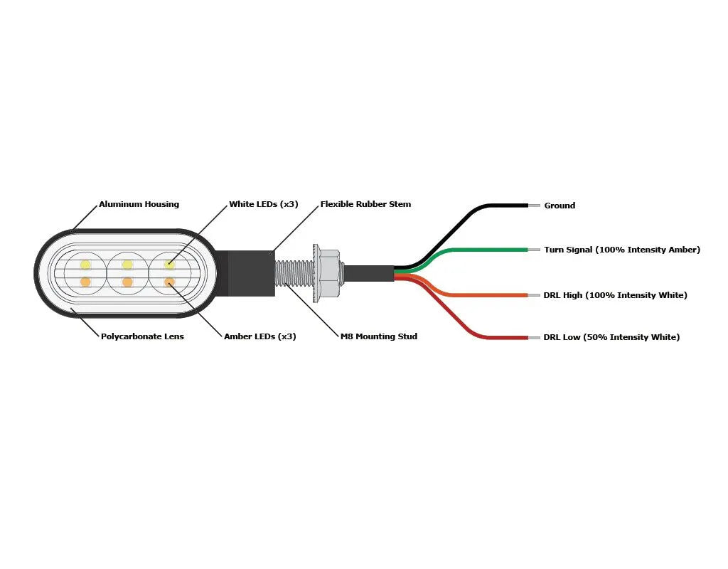 T3 Switchback M8 LED Front Turn Signals for Motorcycle