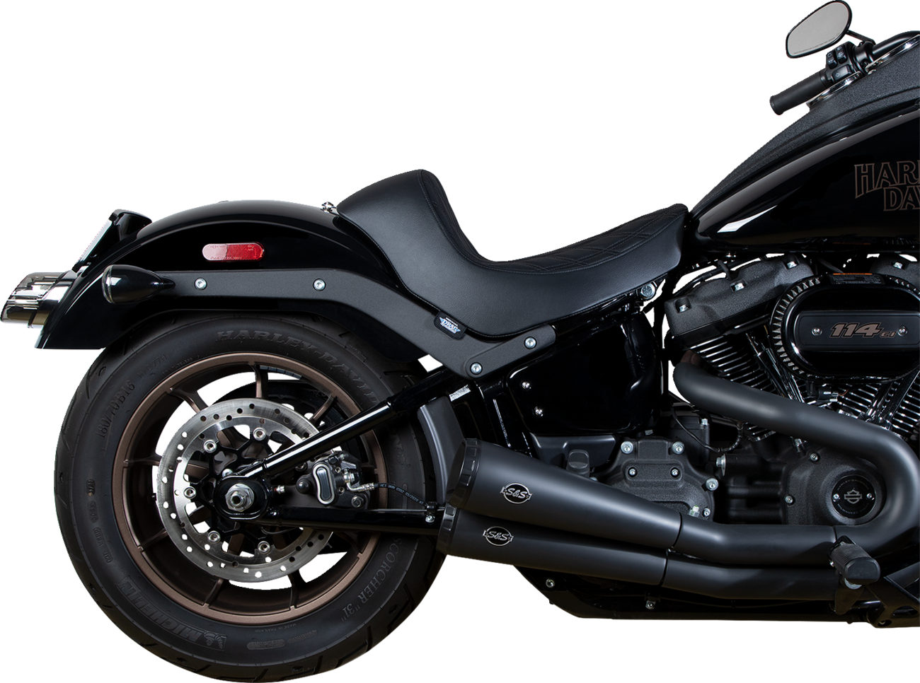 Asiento Individual Doble Diamante, Hilo Negro Para Harley Davidson