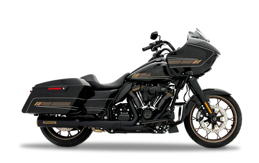 Silenciadores Slip-On HP45 De 4,5" Negros Con Tapas Finales Bronce Para HD