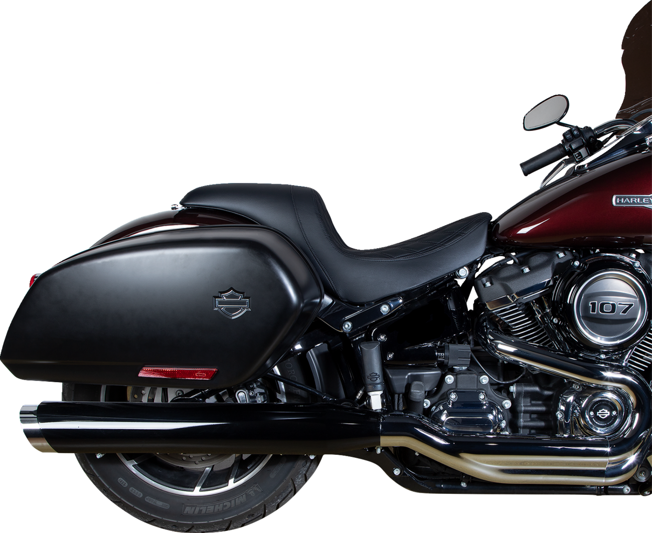 Predator Dual Diamond Seat, schwarzes Gewinde für Harley Davidson