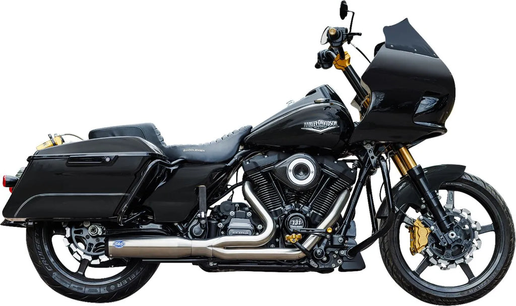 Auspuff 2-in-1 Qualifier Gebürsteter Edelstahl für Harley Davidson