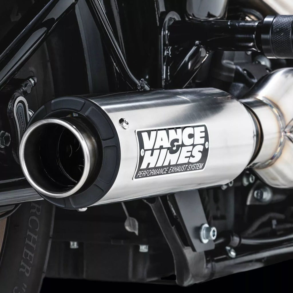 2-in-1-Supersport-Auspuffanlage aus gebürstetem Edelstahl für Harley Davidson Softail