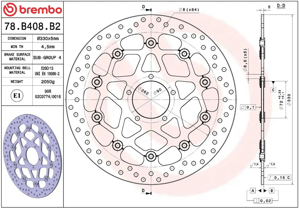 Brake disc Serie Oro Prime Line for Ducati and Energica