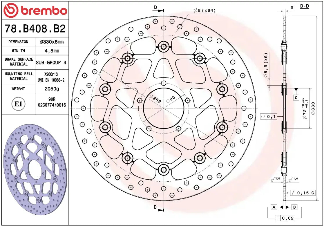 Brake disc Serie Oro Prime Line for Ducati and Energica