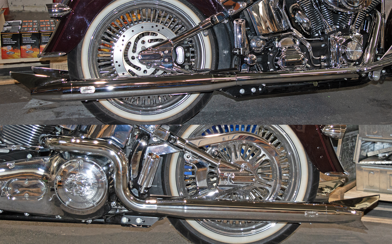Escape True Dual ajustable cromado para Harley Davidson Softail Twin Cam