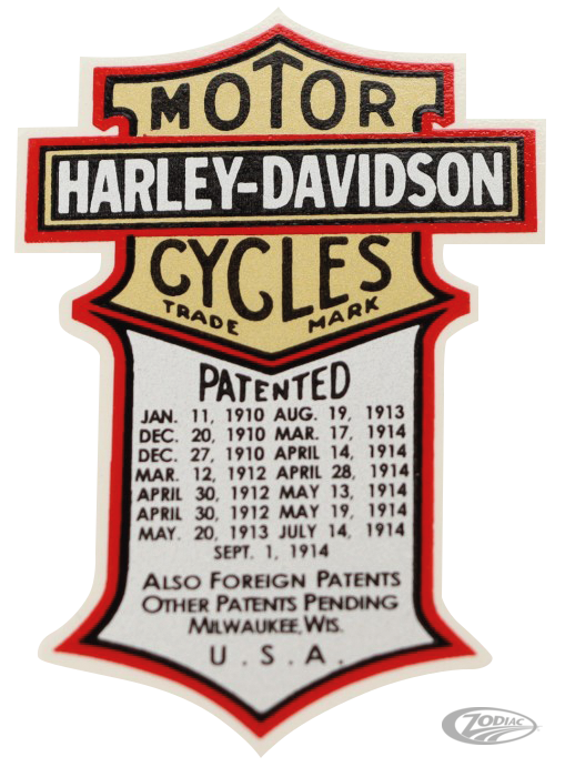 Stile di trasferimento "brevetto" 1915-1924 per Harley-Davidson