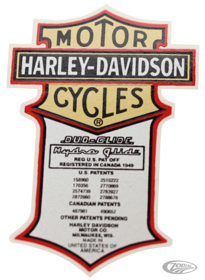 Transferencia "Patente" 1958-1964  Para Harley-Davidson