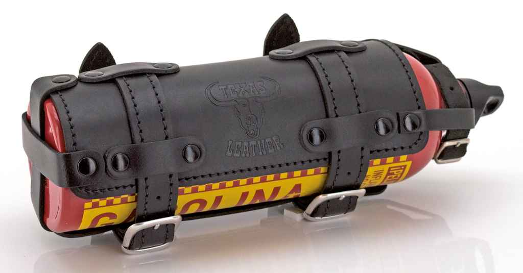 Black Texas Leather Gas Bottle Holder for Harley-Davidson