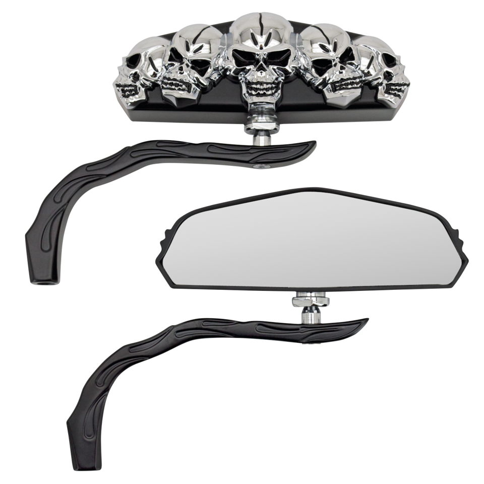 Black Skull-Vision Mirrors For Harley-Davidson