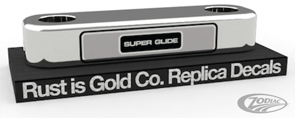 Replica of Rust Is Gold Co. Obsolete Triple Tree Decals for 1982-1984 Harley-Davidson FX