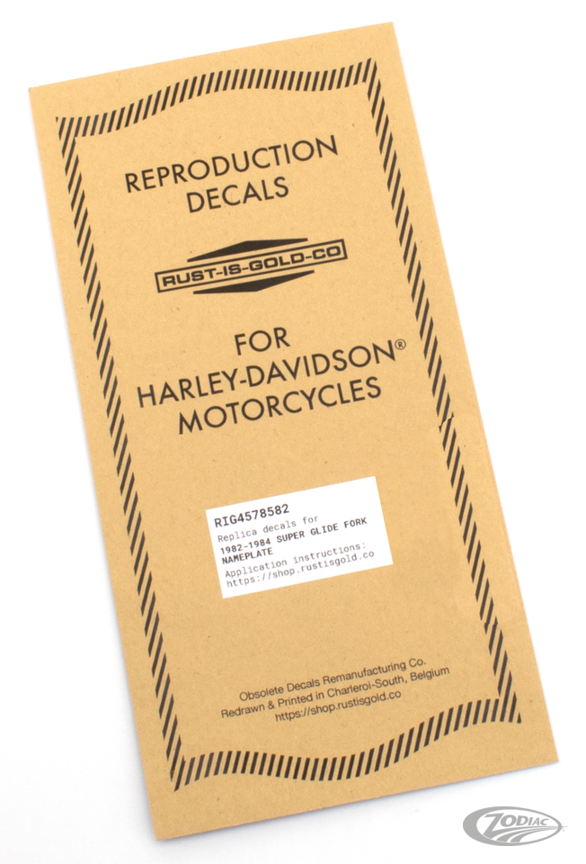 Replica of Rust Is Gold Co. Obsolete Triple Tree Decals for 1982-1984 Harley-Davidson FX
