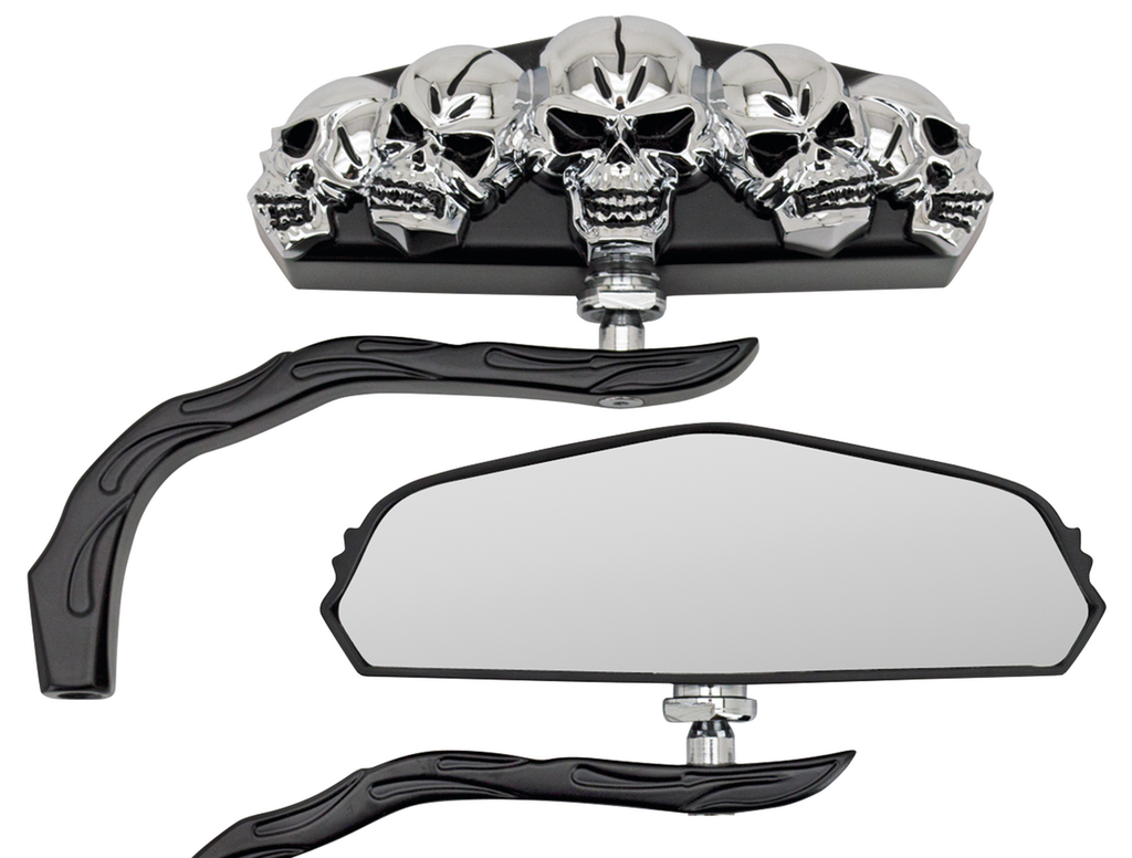 Black Skull-Vision Mirrors For Harley-Davidson