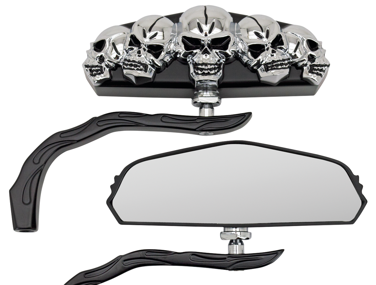 Black Skull-Vision Mirrors For Harley-Davidson