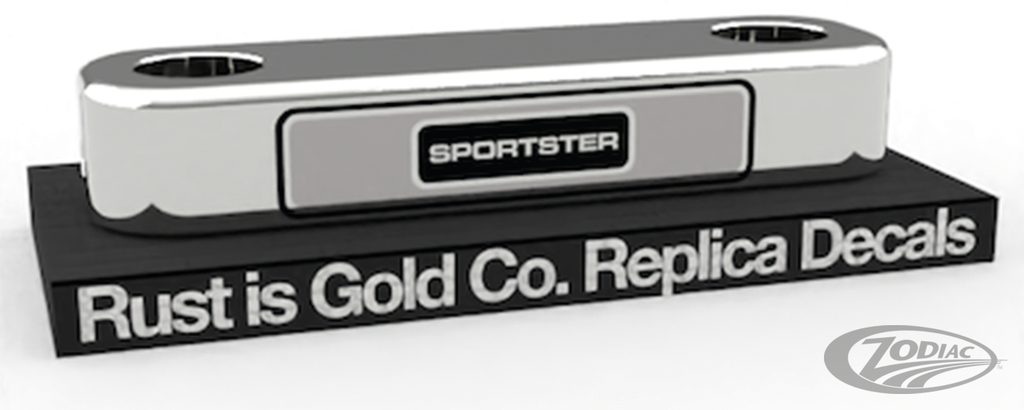 Replica of Rust Is Gold Co. Obsolete Triple Tree Decals for 1982-1985 Harley-Davidson Sportster