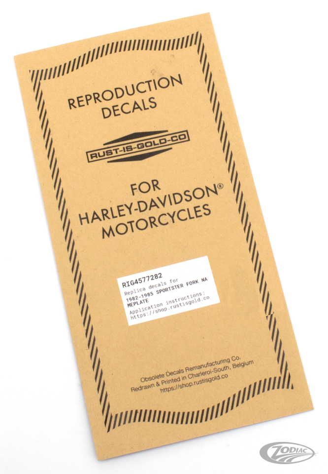 Replica of Rust Is Gold Co. Obsolete Triple Tree Decals for 1982-1985 Harley-Davidson Sportster