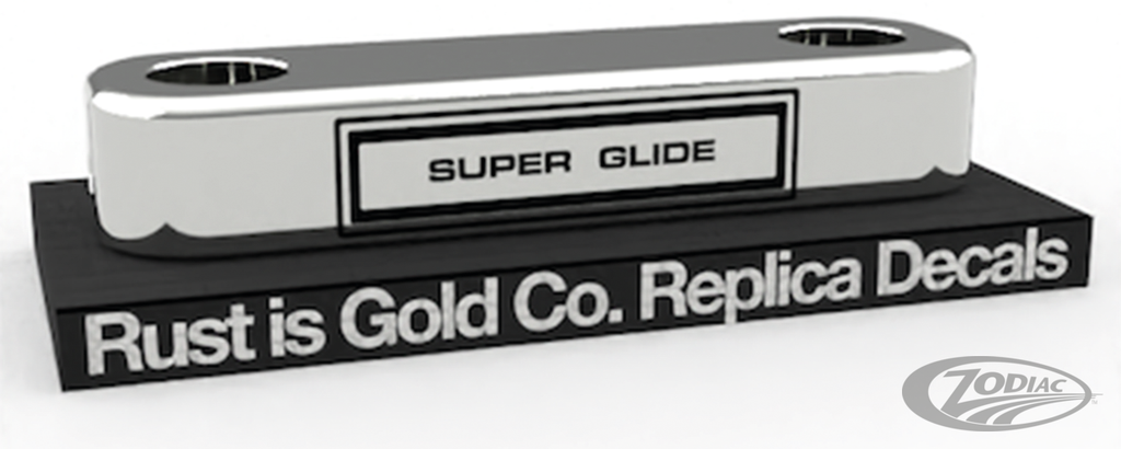 Replica of Rust Is Gold Co. Obsolete Triple Tree Decals for 1972-1976 Harley-Davidson FX