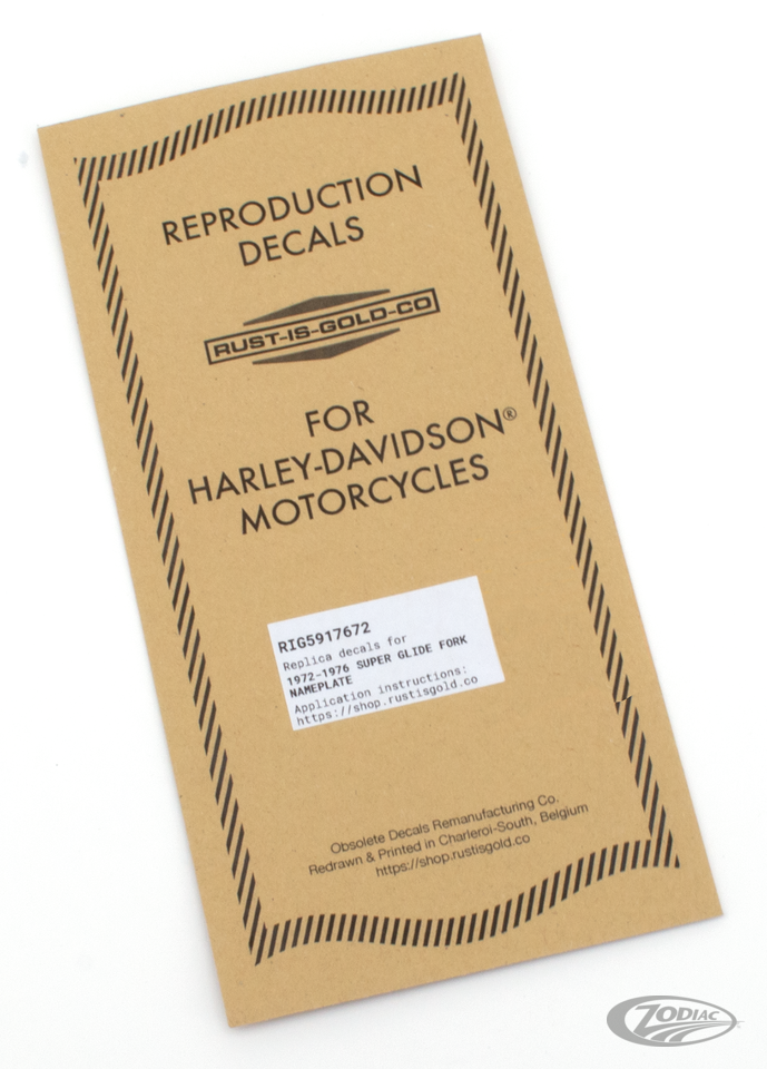 Replica of Rust Is Gold Co. Obsolete Triple Tree Decals for 1972-1976 Harley-Davidson FX