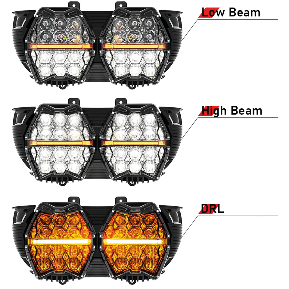Honeycomb-LED-Scheinwerfer für Harley Davidson Road Glide