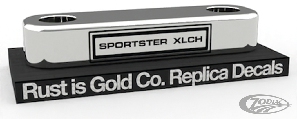 Replica of Rust Is Gold Co. Obsolete Triple Tree Decals for Harley Davidson 1972-1976 XLCH Sportster