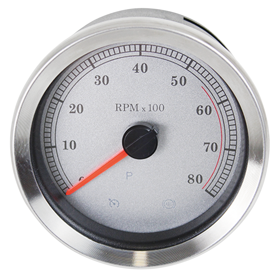 4" Silver Dial Spun Aluminum Tachometer for Harley Davidson