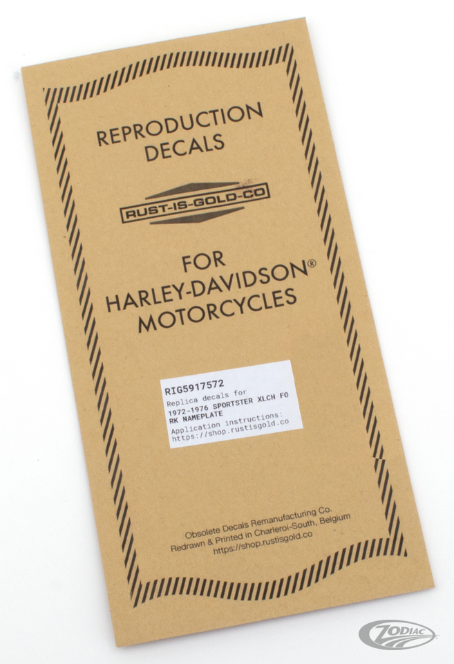 Replica of Rust Is Gold Co. Obsolete Triple Tree Decals for Harley Davidson 1972-1976 XLCH Sportster