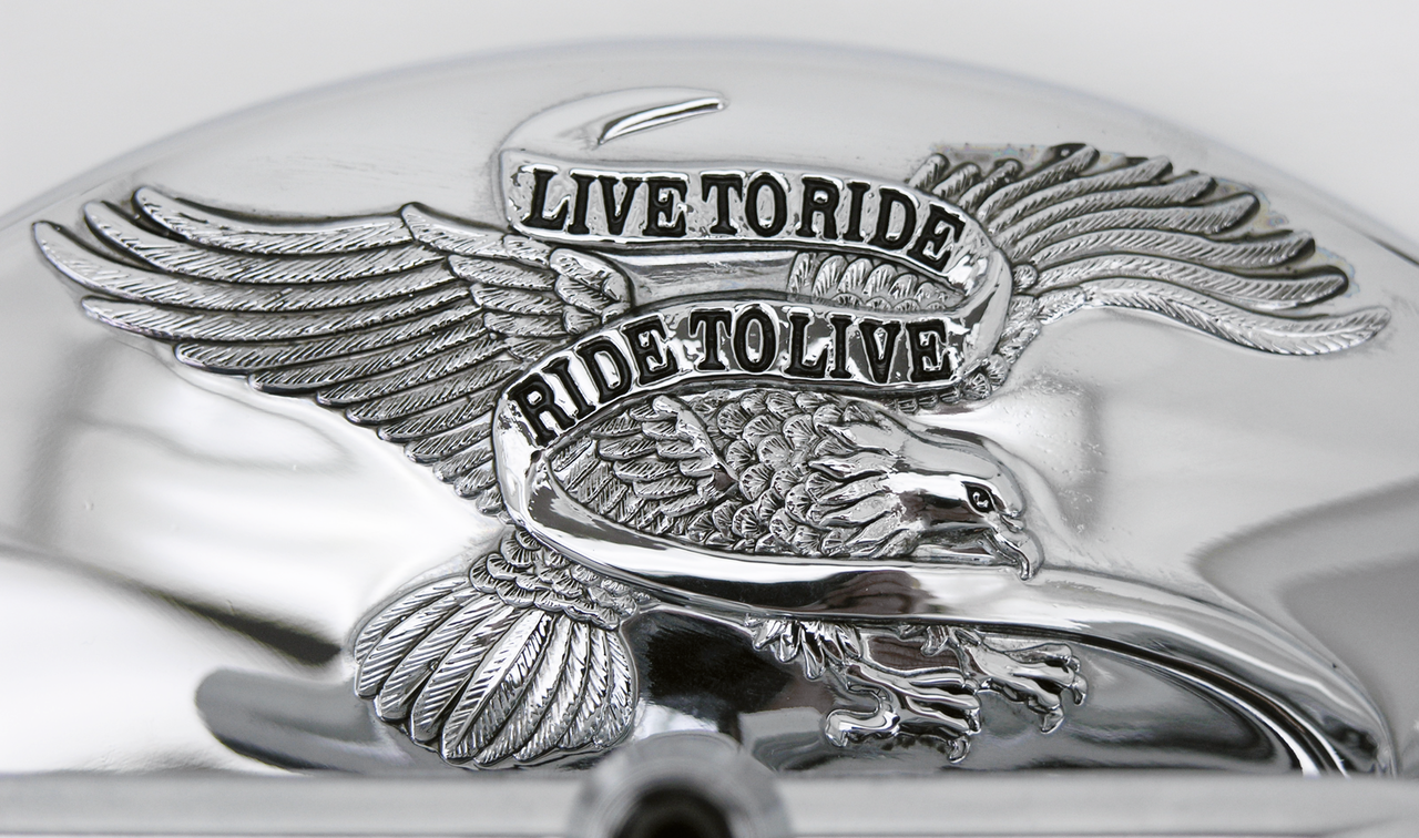 Retrovisor Slimline Con Visera Y Logo Tipo "Eagle" Para Harley Davidson