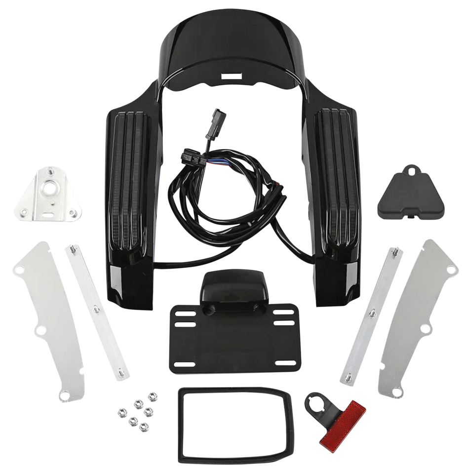Schwarzglänzender Heckfender-Schutzsatz für Harley Davidson