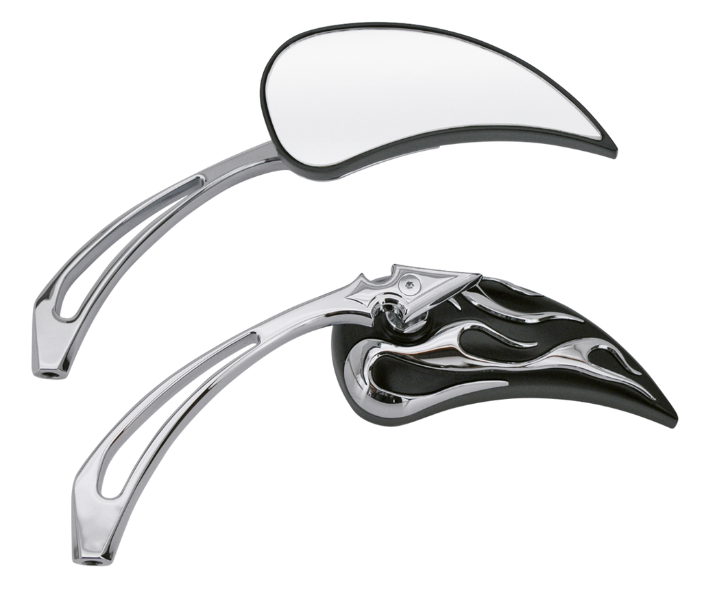 Chrome &amp; Black Flame Rearview Mirrors for Harley-Davidson