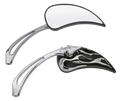 Chrome &amp; Black Flame Rearview Mirrors for Harley-Davidson