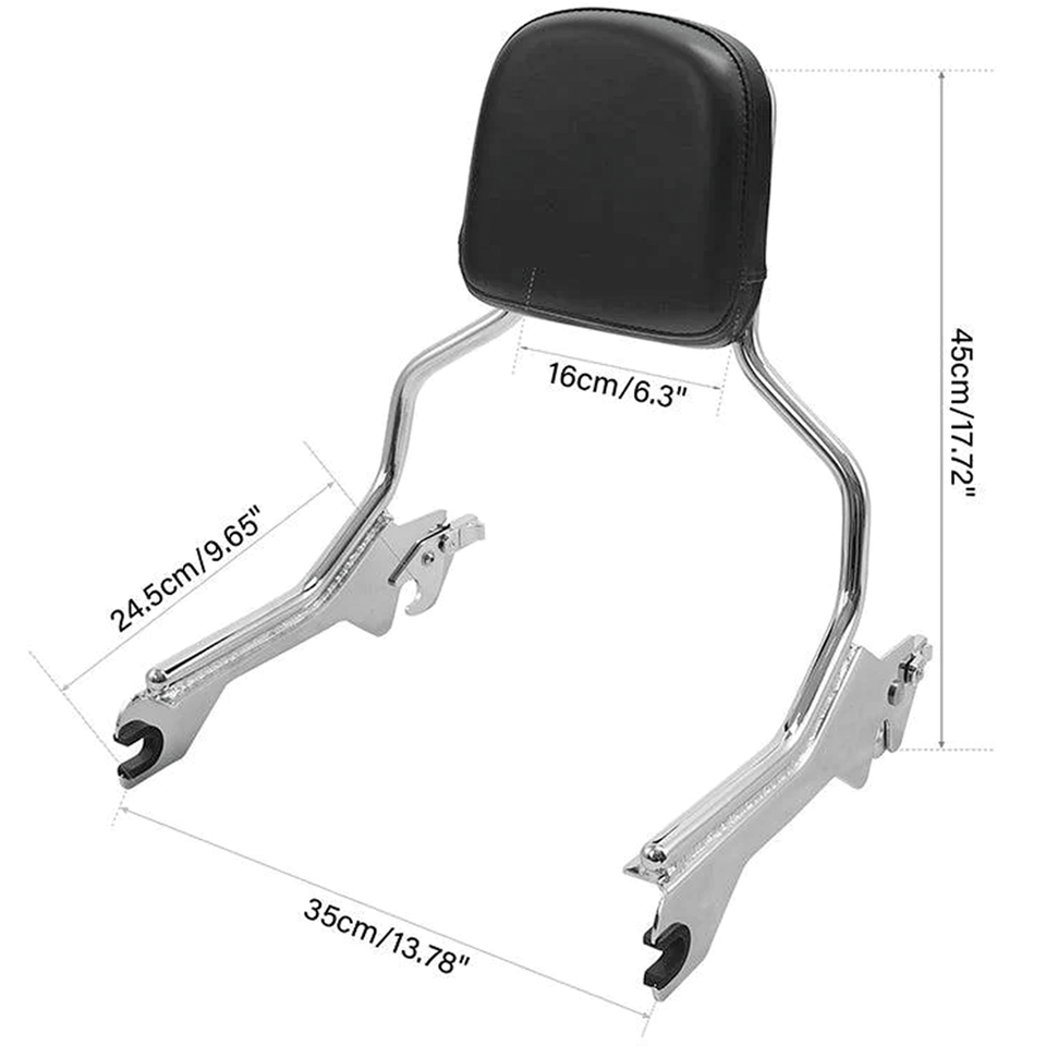 Kit Con Barra Sissy Cromada Desmontable Para Harley Davidson Fat Boy Y Breakout