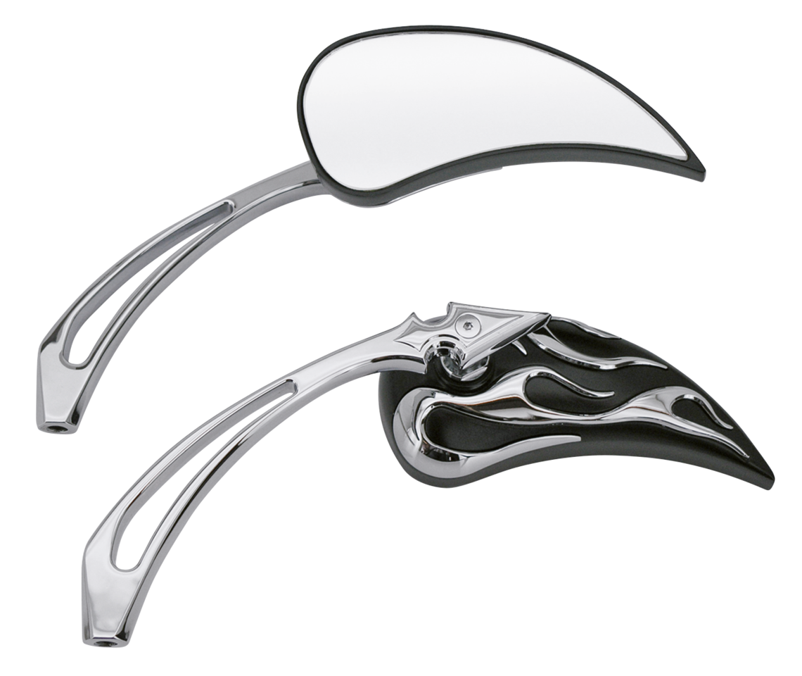 Chrome &amp; Black Flame Rearview Mirrors for Harley-Davidson