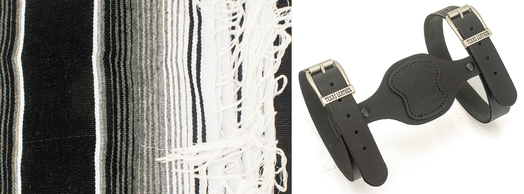 Mexican Cozumel Motorcycle Travel Blanket, Black and White Serape