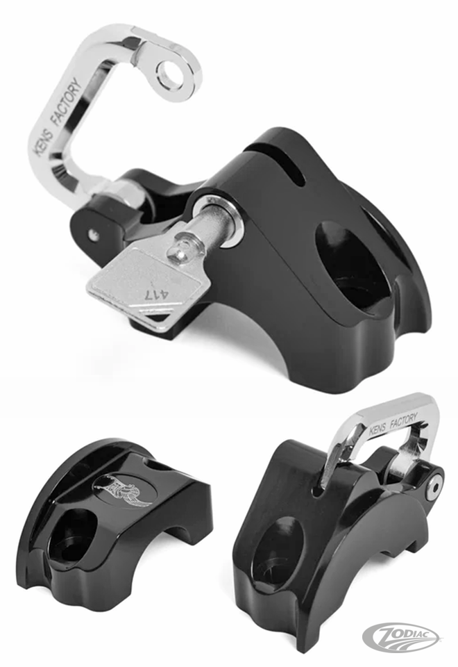 Ken's Factory Handlebar Control Mounted Helmet Lock for Harley Davidson