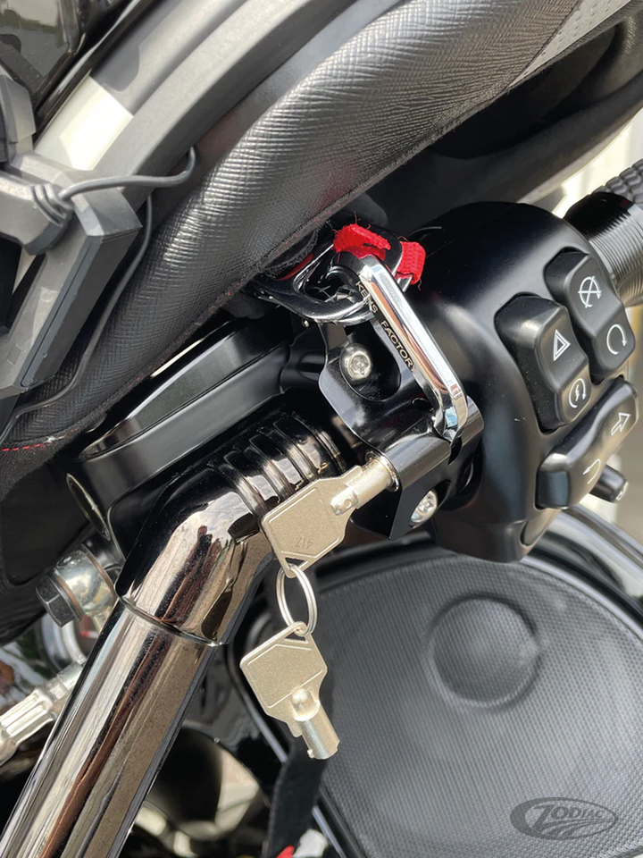 Ken's Factory Handlebar Control Mounted Helmet Lock for Harley Davidson