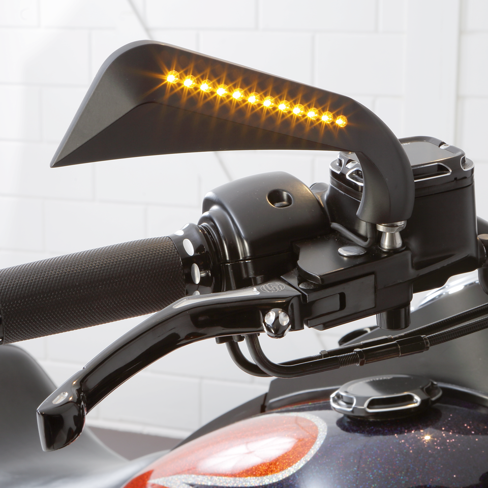 Retrovisores Avenger Negro Con Leds Para Harley-Davidson