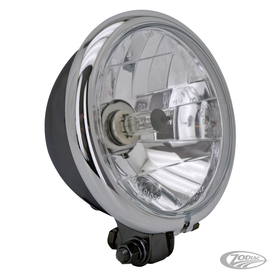 GZP Classic 5.75" headlight black w/chro For Harley-Davidson