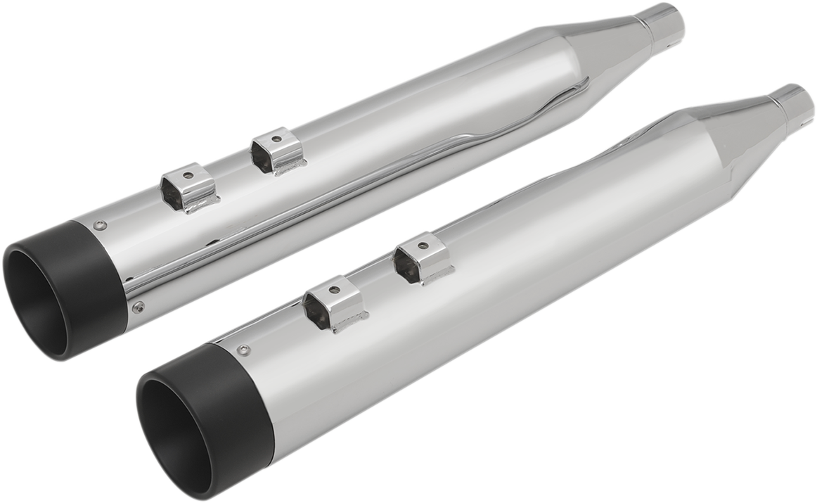 DRAG SPECIALTIES 4" SLIP-ON MUFFLERS WITH BILLET ALUMINUM END CAPS FOR HARLEY-DAVIDSON 2010 Chrome/Black 4" Slip-On Mufflers