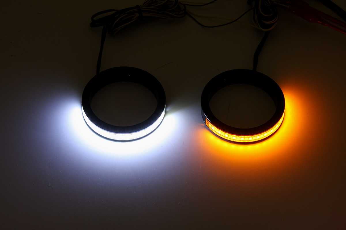 CUSTOM DYNAMICS WRAP-AROUNDS™ LED TURN SIGNALS WITH DAYTIME RUNNING LIGHTS TURNSIGNAL W/DTR 37 BLK
