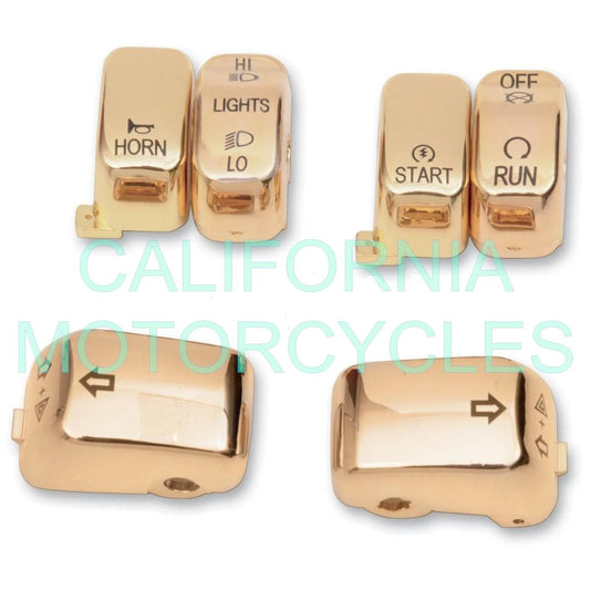 Botones Interruptores Dorados Para Harley-Davidson®. Gold Switch Cap Kit