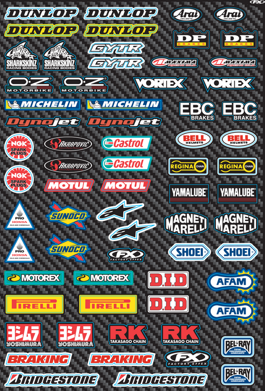 FACTORY EFFEX SPONSOR/LOGO STICKER SHEETS DECAL SHEET SPONSOR MICRO