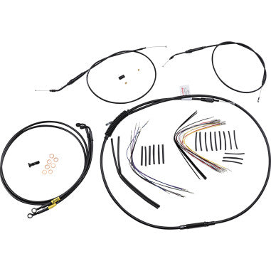 BLACK VINYL HANDLEBAR CABLE AND BRAKE LINE KITS FOR JAIL BARS FOR HARLEY-DAVIDSON