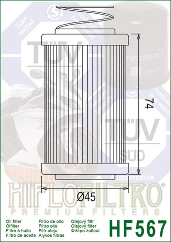 Filtro de Aceite Hiflofiltro HF567 HIFLOFILTRO HF567