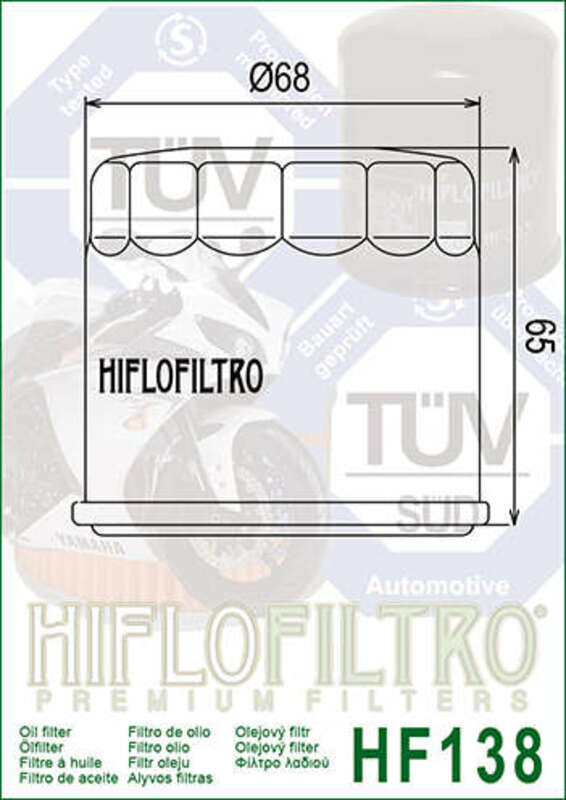 Filtro de aceite cromo Hiflofiltro HF138C HIFLOFILTRO HF138C